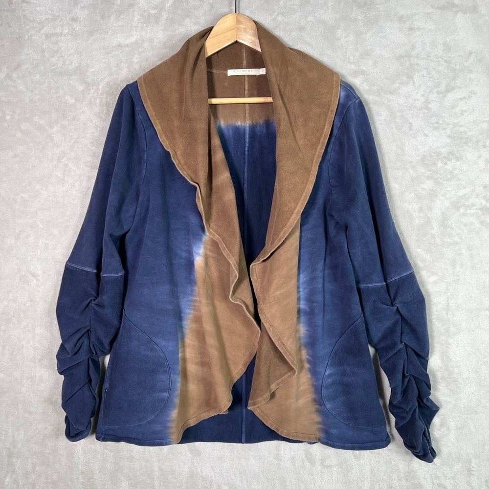 Testimony Los Angeles Cardigan Large French Terry Open Front Ruched Sleeve